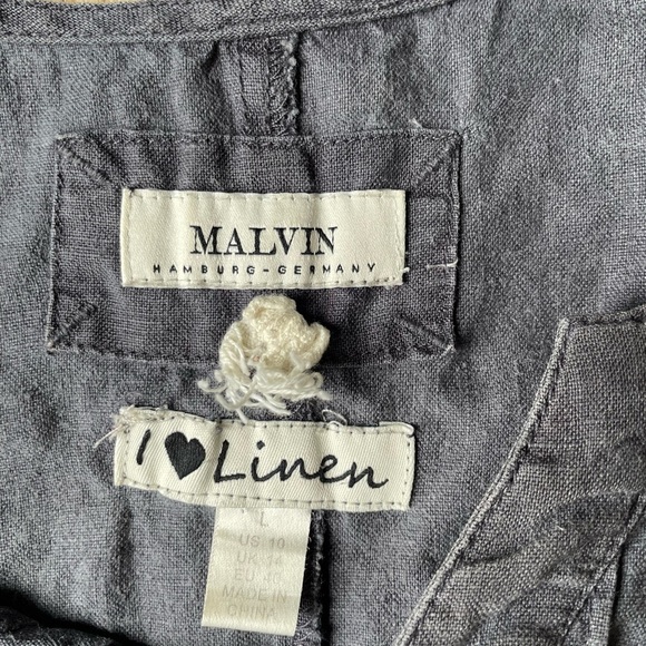Malvin Hamburg Germany 100% Linen Tunic Dress Large Gray Sleeveless Minimalist - Picture 3 of 4